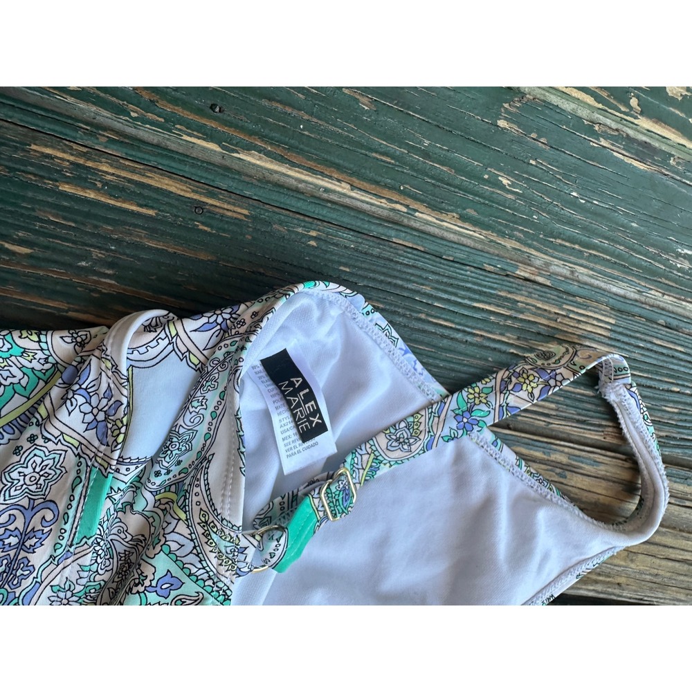 Alex Marie Womens Paisley One Piece Swimsuit Green Blue Purple Size 16 AX214556 - Picture 4 of 8